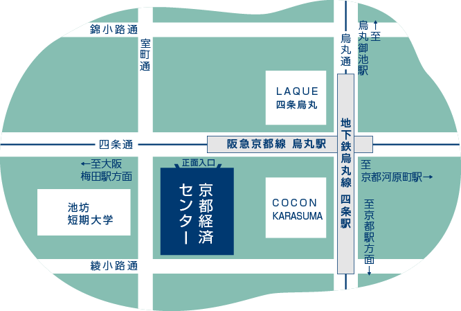 京都経済センターの近辺を描いたマップ